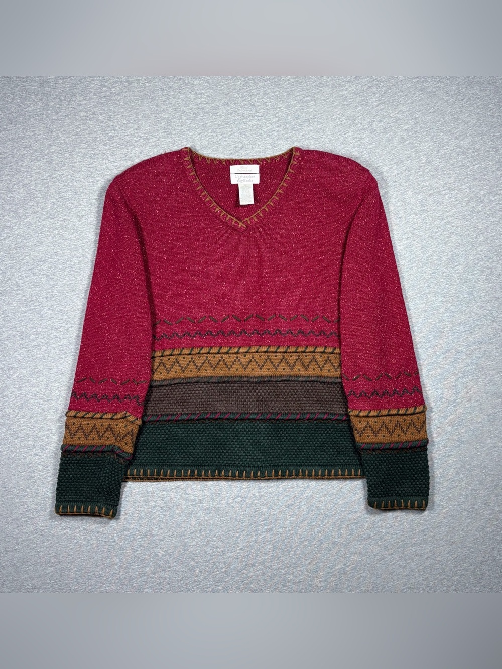 Vintage Christopher & Banks Hand Embroidered Sweater Cottagecore Cozy Womens M